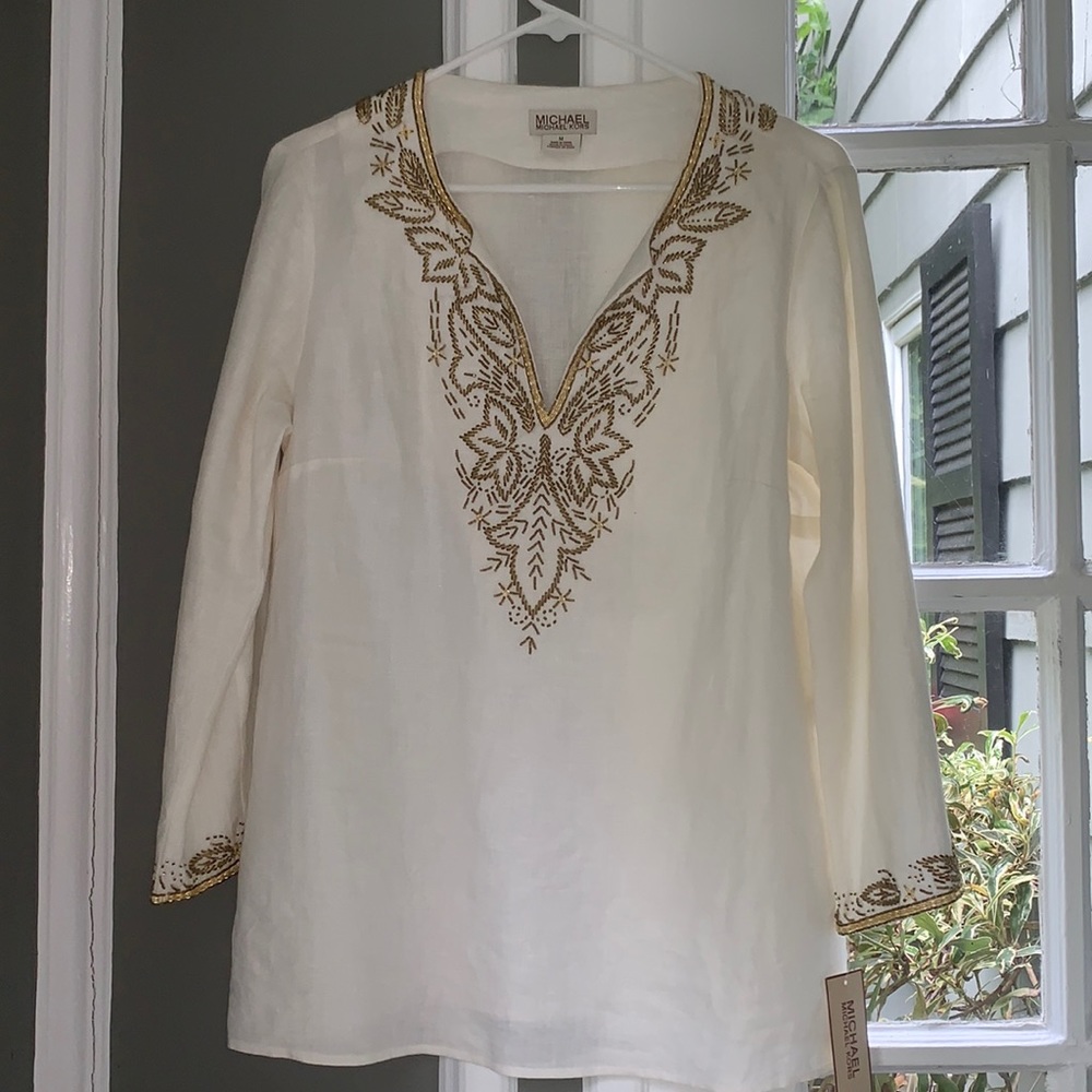 Michael Kors Embellished Linen Tunic